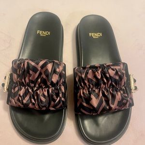 Brown Fendi slides
